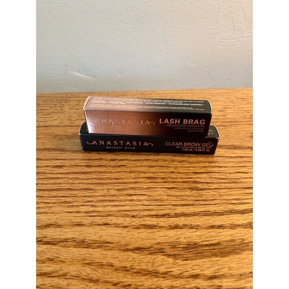 (2) Anastasia Beverly Hills Lash Brag Mascara Black & Brow Clear Gel .17 .26 NIB